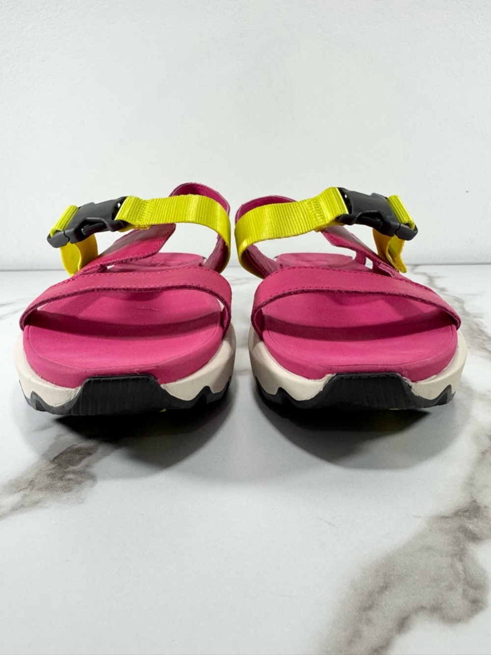 Sorel Kinetic Impact Leather Neon Strap Sporty Chunky Platform Sling Sandals 7.5 - Picture 4 of 12